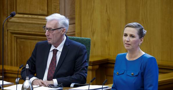 Statsminister Mette Frederiksen holder sin tale ved Folketingets åbning, 5. oktober 2021.