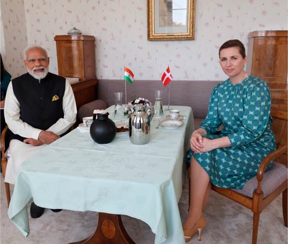 Tete-a-tete mellem den indiske premierminister Modi og statsminister Mette Frederiksen.