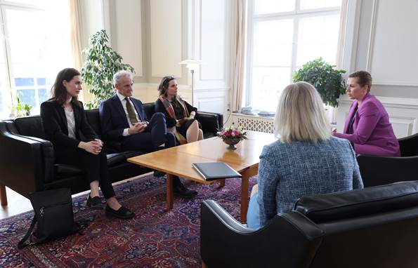 De nordiske statsministre på statsminister Mette Frederiksens kontor