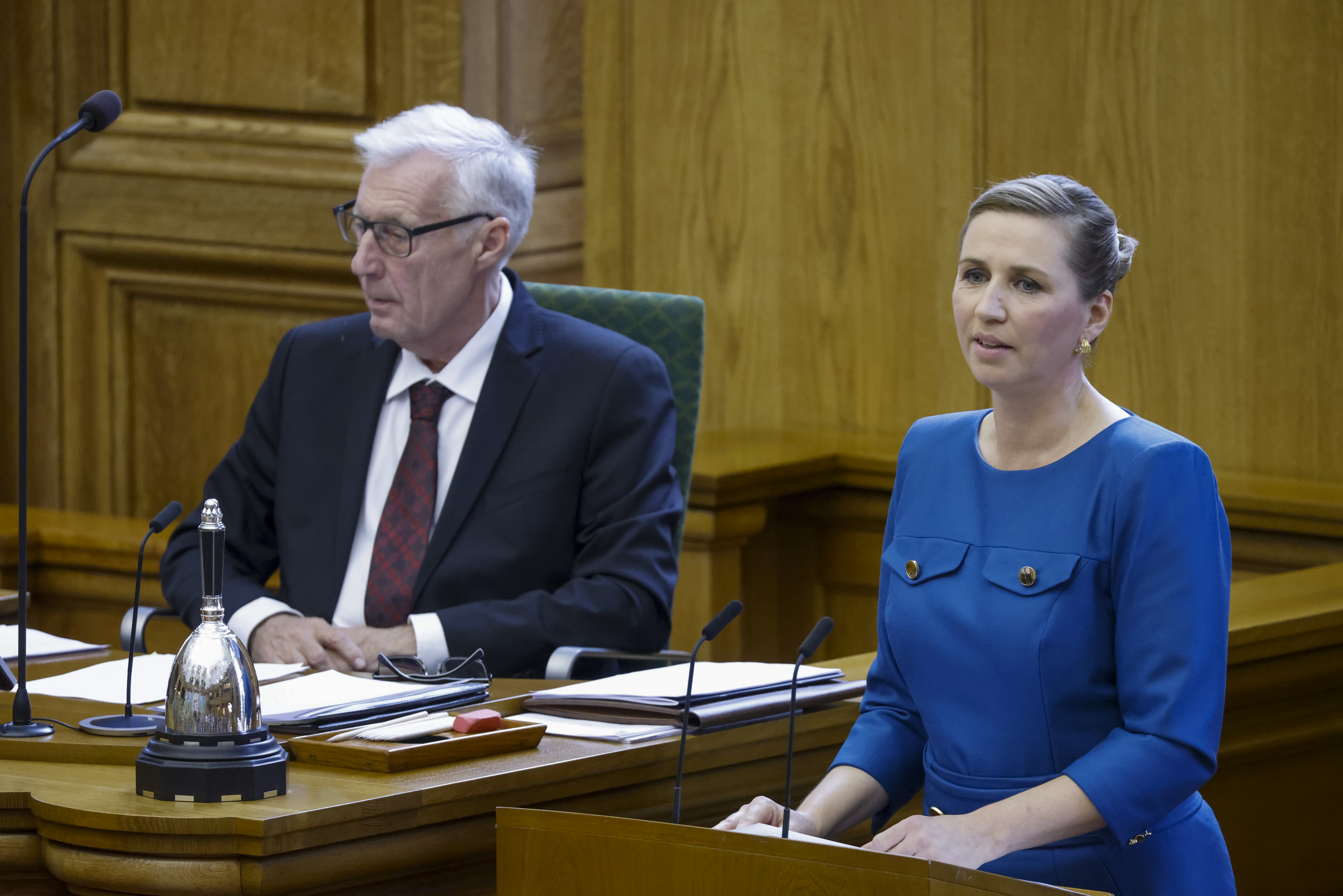 Statsminister Mette Frederiksen holder sin tale ved Folketingets åbning, 5. oktober 2021.